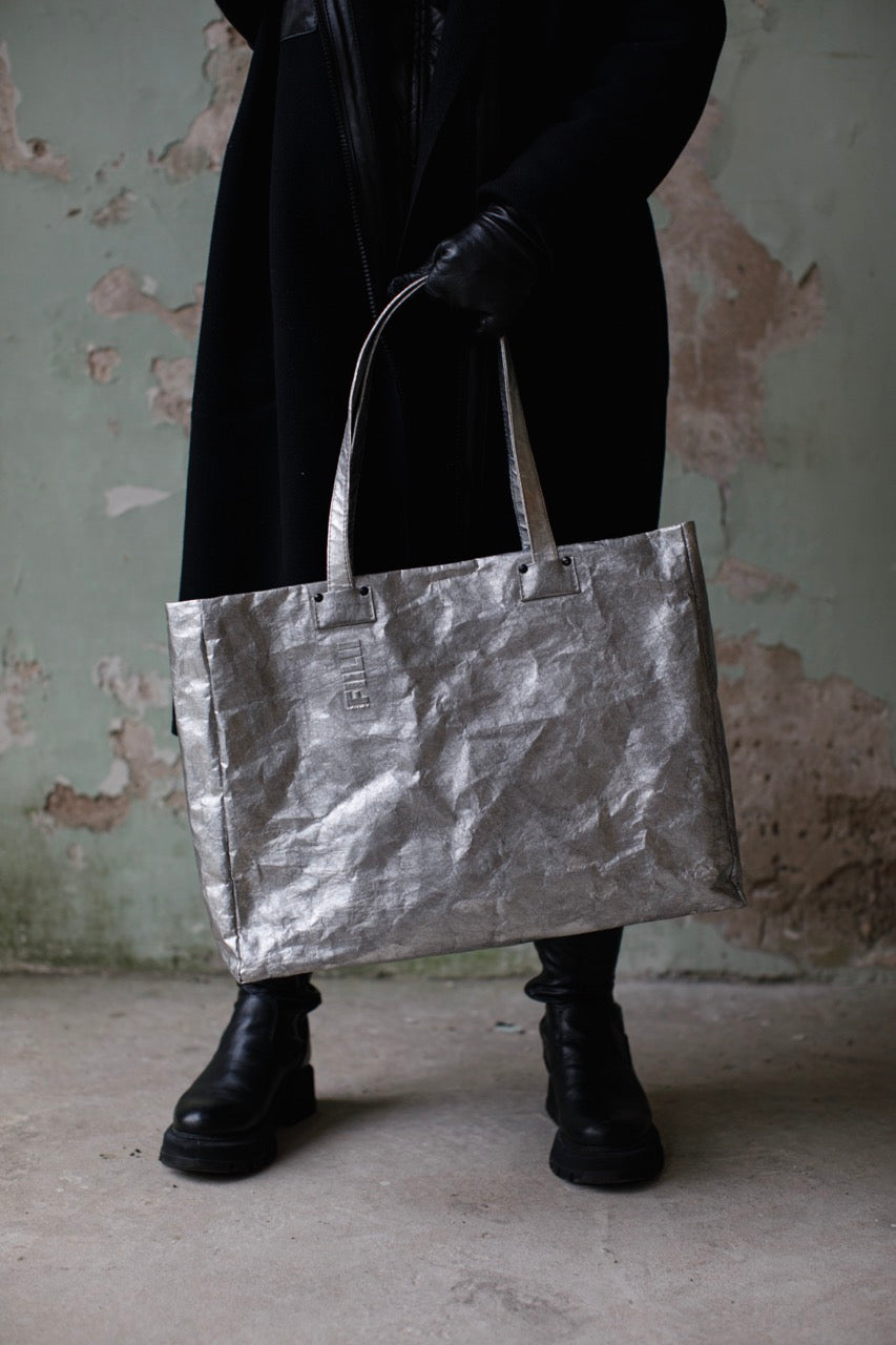 Silver Kraftex Shopper Bag