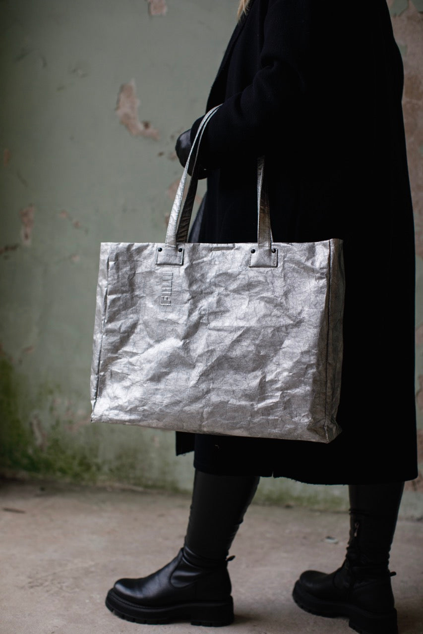 Silver Kraftex Shopper Bag