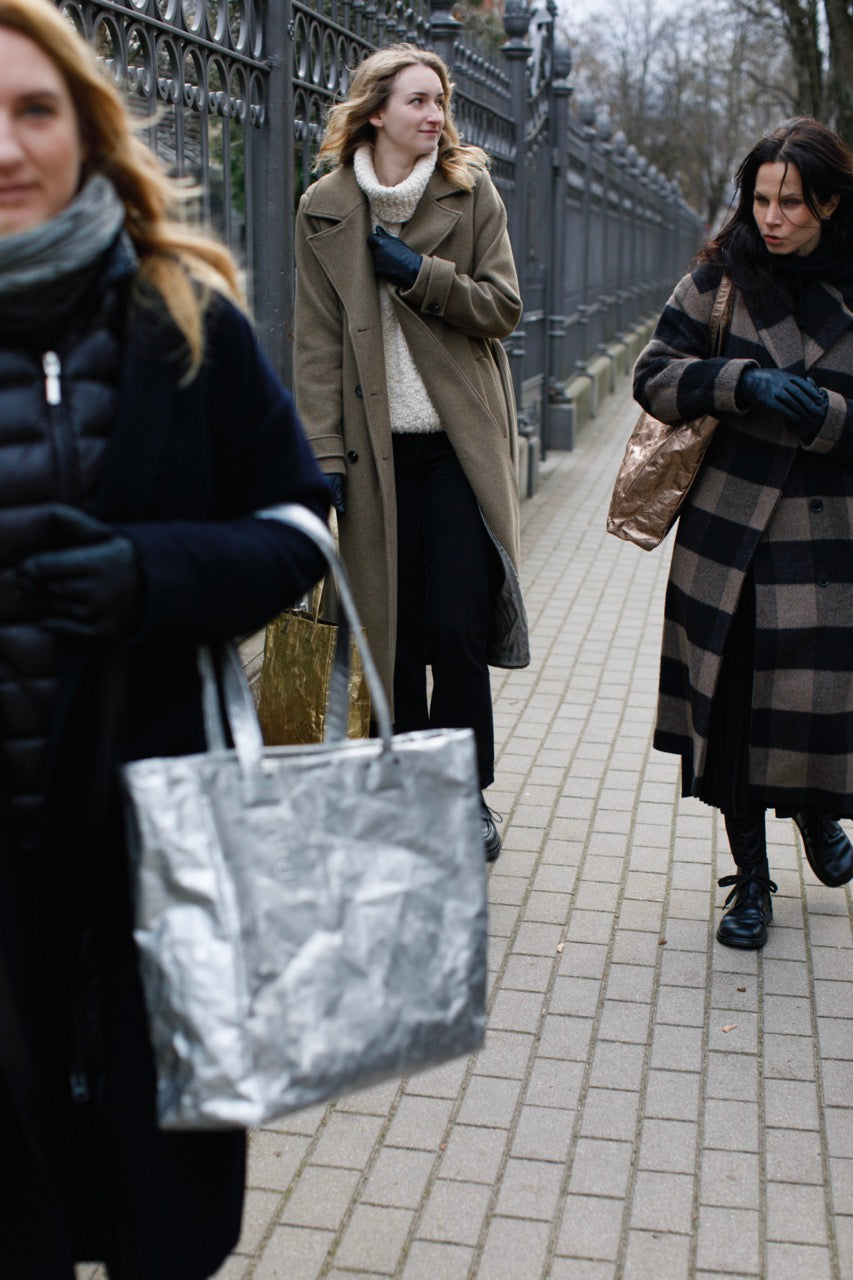 Silver Kraftex Shopper Bag